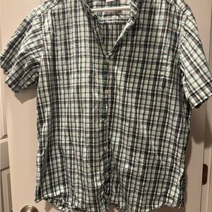 Columbia Men's Blue and Green Plaid Button Down Shirt
